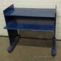 Blue Wooden 2 Tier Rolling Student Desk / Workstation